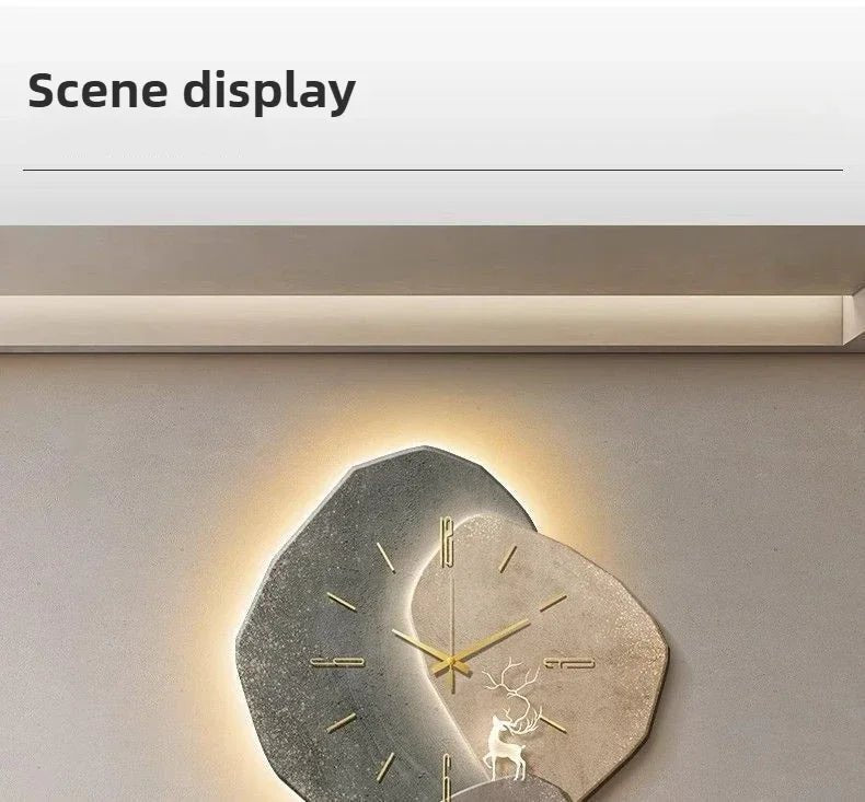 Modern wall clock in living room stylish large living room clock light design mechanism Nordic bedroom with silent decoration - RELUX.STORE