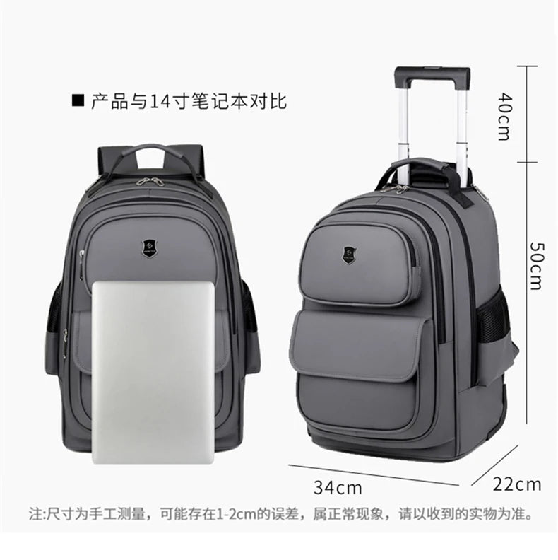 Multi - functional fashion trolley travel bag pull rod large capacity backpack with wheel outdoor leisure suitcase student luggage - RELUX.STOREMulti - functional fashion trolley travel bag pull rod large capacity backpack with wheel outdoor leisure suitcase student luggage