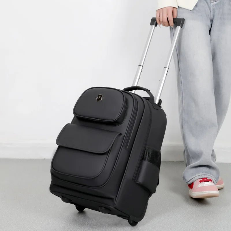 Multi - functional fashion trolley travel bag pull rod large capacity backpack with wheel outdoor leisure suitcase student luggage - RELUX.STOREMulti - functional fashion trolley travel bag pull rod large capacity backpack with wheel outdoor leisure suitcase student luggage