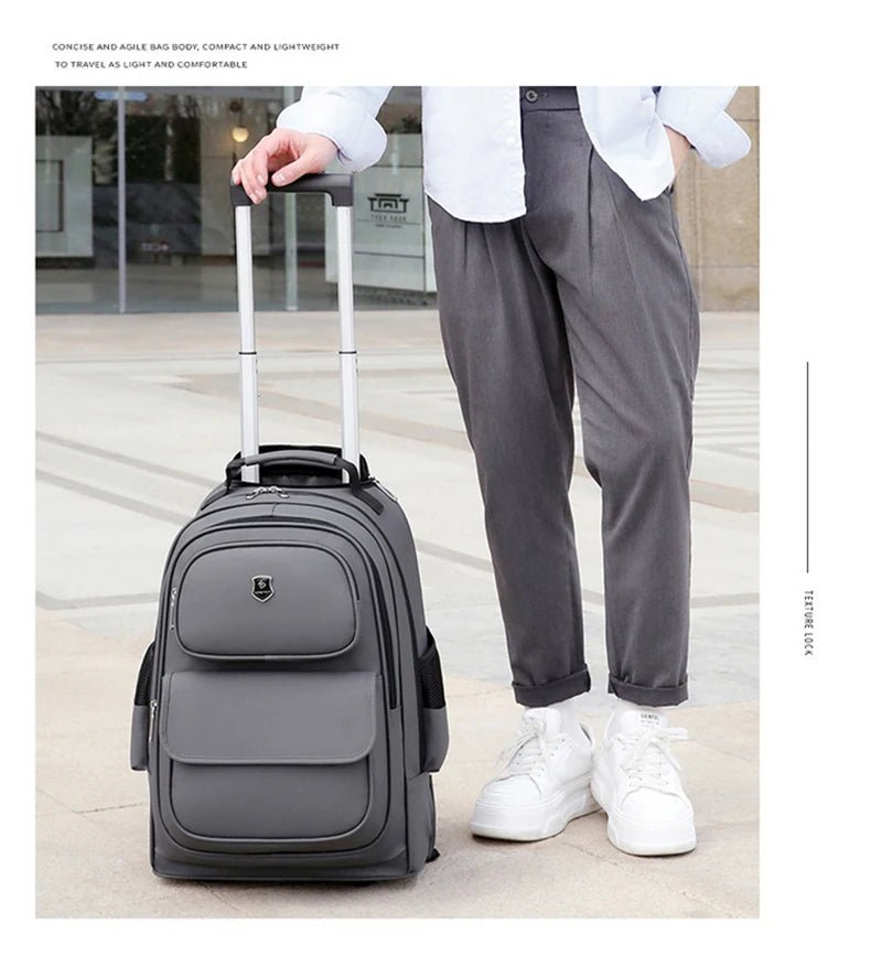 Multi - functional fashion trolley travel bag pull rod large capacity backpack with wheel outdoor leisure suitcase student luggage - RELUX.STOREMulti - functional fashion trolley travel bag pull rod large capacity backpack with wheel outdoor leisure suitcase student luggage