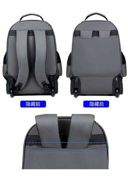 Multi - functional fashion trolley travel bag pull rod large capacity backpack with wheel outdoor leisure suitcase student luggage - RELUX.STOREMulti - functional fashion trolley travel bag pull rod large capacity backpack with wheel outdoor leisure suitcase student luggage