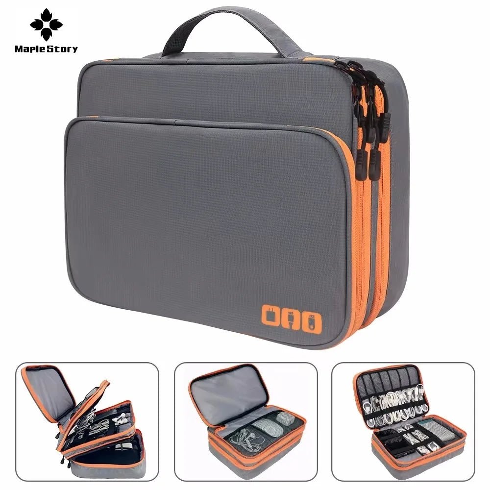 Multi Layer Cable Storage Bag, Electronic Accessories Organizer, Portable Travel Cable Organizer Case for iPad cable Charger - RELUX.STORE