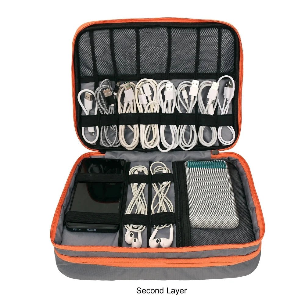 Multi Layer Cable Storage Bag, Electronic Accessories Organizer, Portable Travel Cable Organizer Case for iPad cable Charger - RELUX.STORE