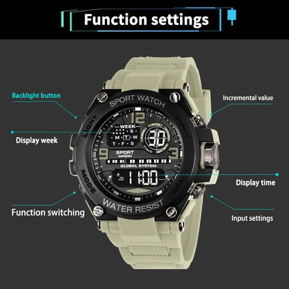 Multifunction Men's Sports Watch Waterproof Luminous Alarm Clock Outdoor Fitness Digital Watch Electronic Wristwatch for Man Kid - RELUX.STORE