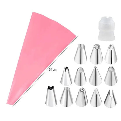Multifunctional Cake Decorating Tools Silicone Pastry Bag Stainless Steel Cake Mouth Reusable Silicone Bag Tools Pastry Nozzle - RELUX.STORE