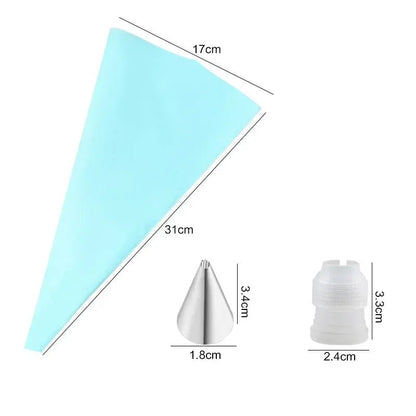Multifunctional Cake Decorating Tools Silicone Pastry Bag Stainless Steel Cake Mouth Reusable Silicone Bag Tools Pastry Nozzle - RELUX.STORE
