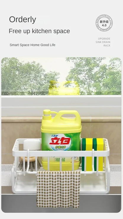 Multifunctional Sponge Rack Drainer Kitchen Shelf Sink Rag Dishwashing Detergent Dishcloth Organiser kitchen organizer storage - RELUX.STORE