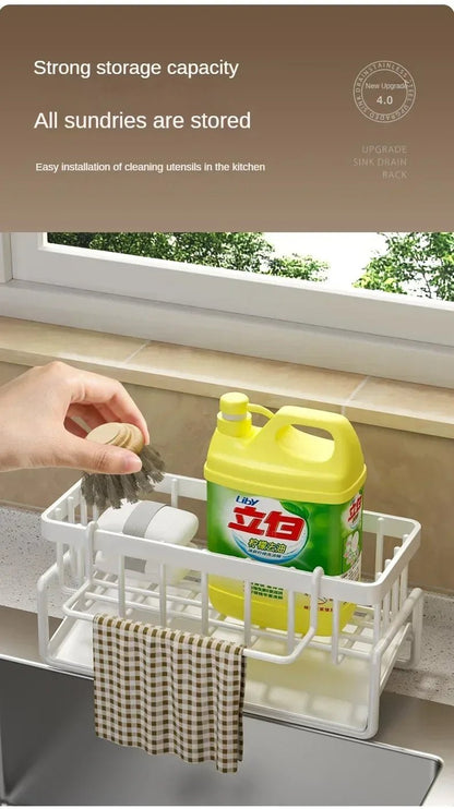 Multifunctional Sponge Rack Drainer Kitchen Shelf Sink Rag Dishwashing Detergent Dishcloth Organiser kitchen organizer storage - RELUX.STORE