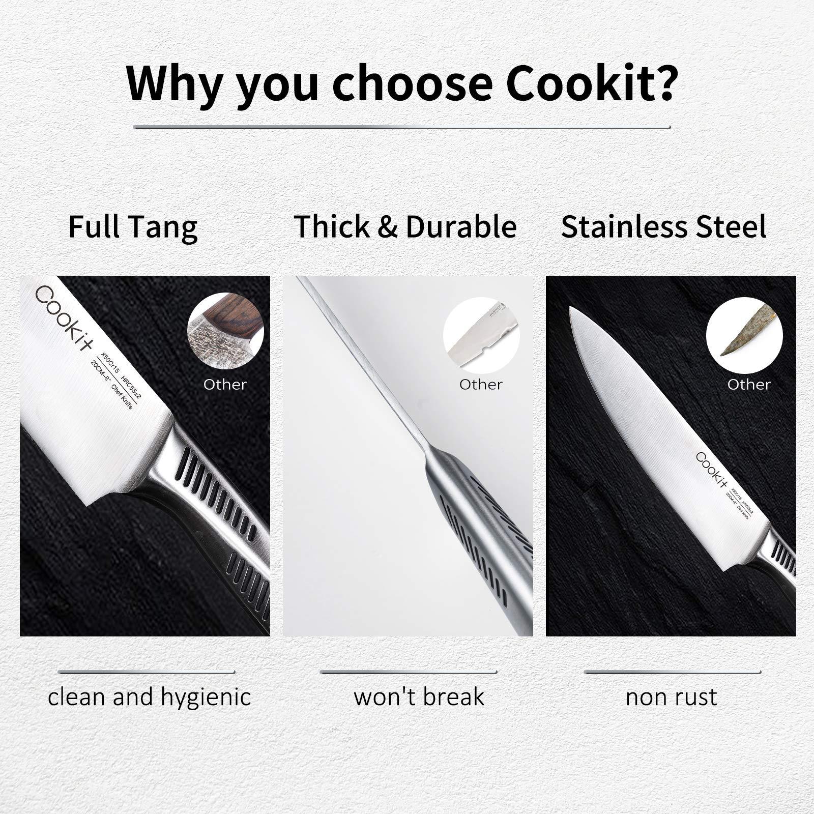 n - Slip German StainlessKitchen Knife Set, 15 Piece Knife Sets with Block, Chef Knives with No Steel Hollow Handle Cutlery Set with Multifunctional Scissors Knife Sharpener Amazon Platform Banned - RELUX.STORE