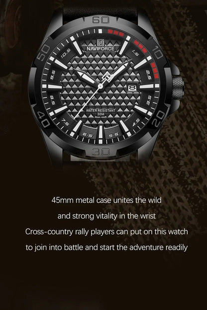 NAVIFORCE Brand Men Fashion Quartz Watches Male Leather Strap Sport Waterproof Wristwatches CalendarClock Relogio Masculino - RELUX.STORE