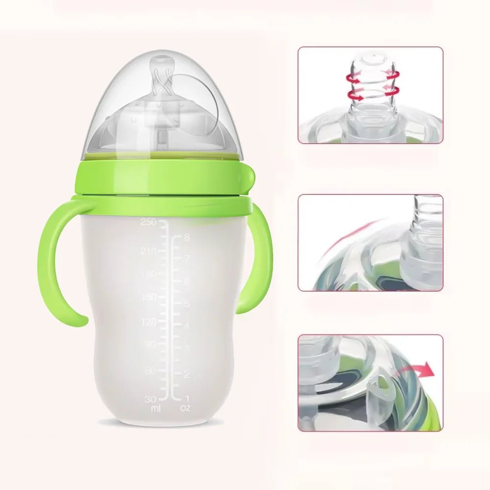 New 0 - 36 months baby nano - silicone bottle 240ml 150ml with handle Breastmilk - like design Soft milk pulling - RELUX.STORENew 0 - 36 months baby nano - silicone bottle 240ml 150ml with handle Breastmilk - like design Soft milk pulling