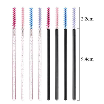 NEW 50Pcs Makeup Eyelash Brushes Disposable Crystal Eyebrow brush Diamond Handle Mascara Wand Applicator Lashes Extension Tools - RELUX.STORE