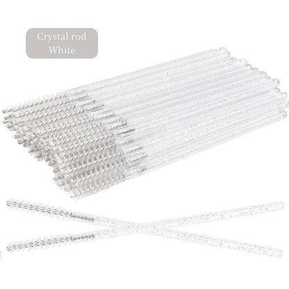 NEW 50Pcs Makeup Eyelash Brushes Disposable Crystal Eyebrow brush Diamond Handle Mascara Wand Applicator Lashes Extension Tools - RELUX.STORE