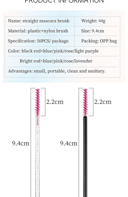 NEW 50Pcs Makeup Eyelash Brushes Disposable Crystal Eyebrow brush Diamond Handle Mascara Wand Applicator Lashes Extension Tools - RELUX.STORE