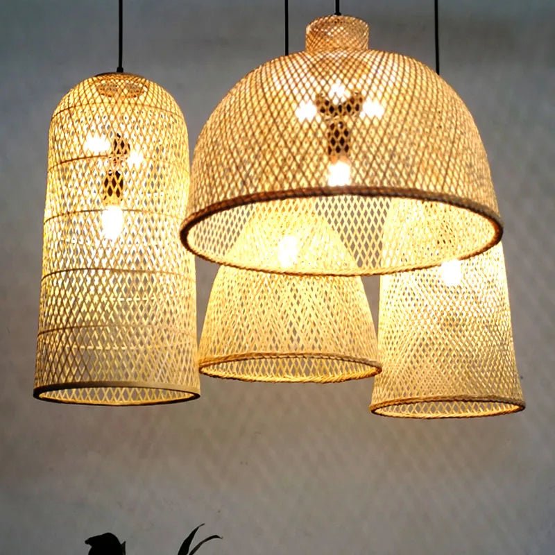 New Chinese Bird's Nest Lampshade Chandelier Hotel Restaurant Staircase Japanese Tatami Rattan LED Bamboo Furniture Decoration - RELUX.STORE