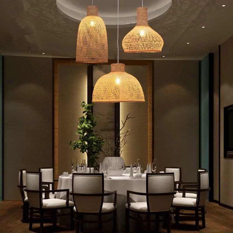 New Chinese Bird's Nest Lampshade Chandelier Hotel Restaurant Staircase Japanese Tatami Rattan LED Bamboo Furniture Decoration - RELUX.STORE