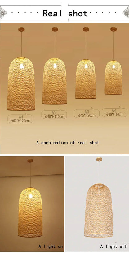 New Chinese Bird's Nest Lampshade Chandelier Hotel Restaurant Staircase Japanese Tatami Rattan LED Bamboo Furniture Decoration - RELUX.STORE