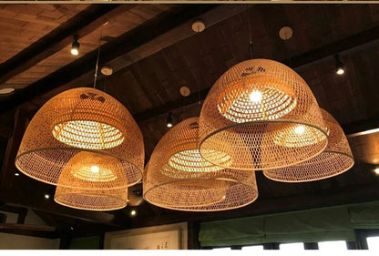 New Chinese Bird's Nest Lampshade Chandelier Hotel Restaurant Staircase Japanese Tatami Rattan LED Bamboo Furniture Decoration - RELUX.STORE