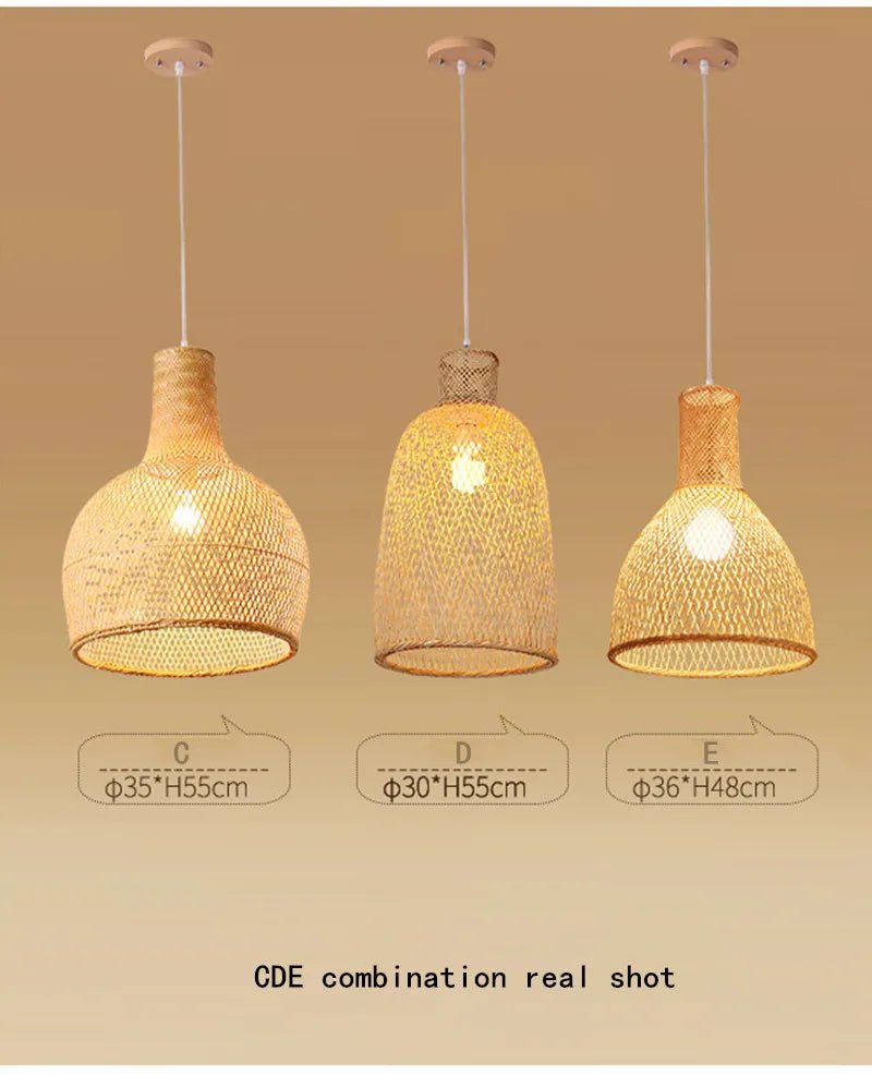 New Chinese Bird's Nest Lampshade Chandelier Hotel Restaurant Staircase Japanese Tatami Rattan LED Bamboo Furniture Decoration - RELUX.STORE
