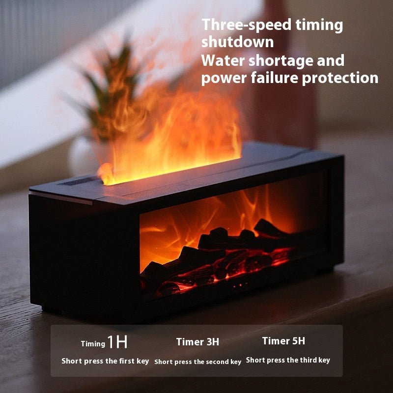 New Flame Aromatherapy Machine Colorful Essential Oil Diffuser Home Large Fog Volume Flame Humidifier 3D Flame Fireplace Machine - RELUX.STORE