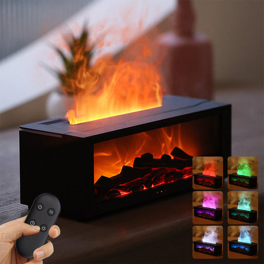 New Flame Aromatherapy Machine Colorful Essential Oil Diffuser Home Large Fog Volume Flame Humidifier 3D Flame Fireplace Machine - RELUX.STORE