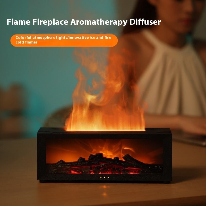 New Flame Aromatherapy Machine Colorful Essential Oil Diffuser Home Large Fog Volume Flame Humidifier 3D Flame Fireplace Machine - RELUX.STORE