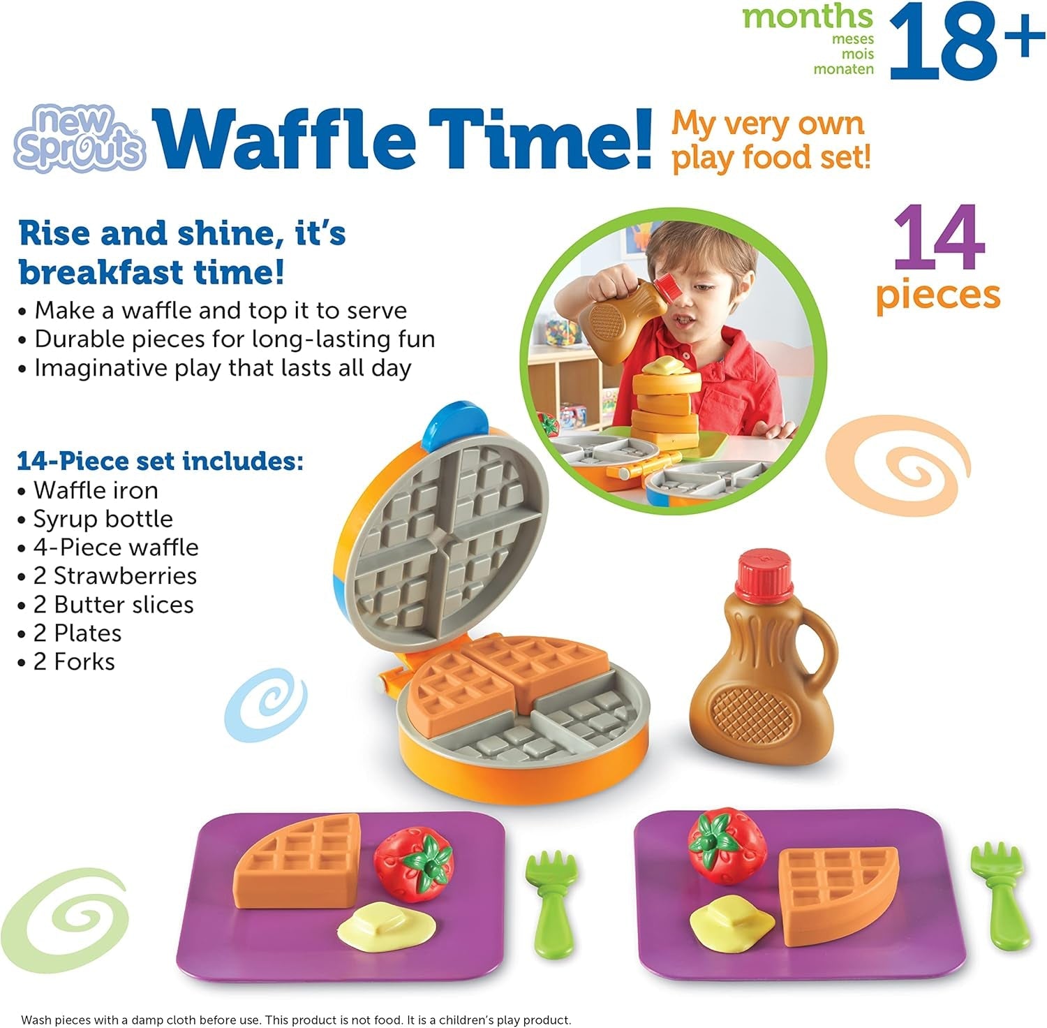 New Sprouts Waffle Time – Pretend Play Kitchen Breakfast Set | Montessori Educational Toys for Toddlers | Fine Motor Skills Development | Play Food Gift for Boys & Girls - RELUX.STORE