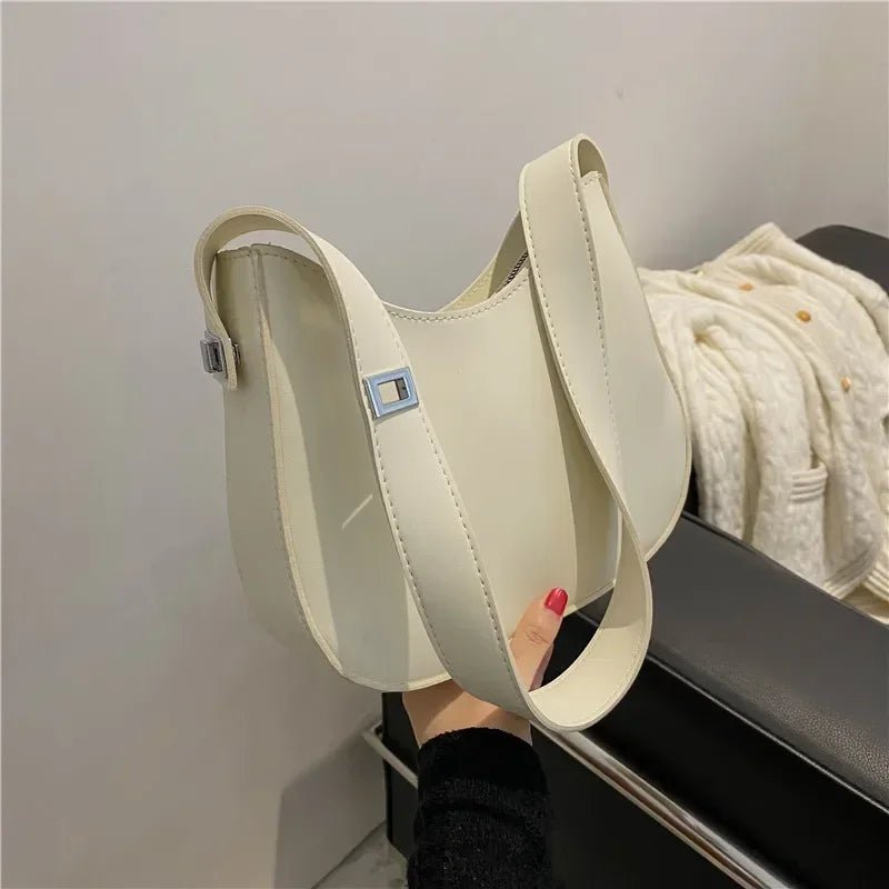 New Trendy and Fashionable Shoulder Underarm Bag PU Leather Solid Color Tote Handbag Luxury Brand Female Portable Shoulder Bag - RELUX.STORE