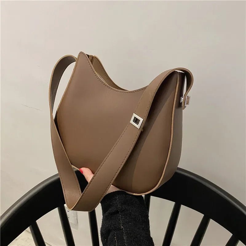 New Trendy and Fashionable Shoulder Underarm Bag PU Leather Solid Color Tote Handbag Luxury Brand Female Portable Shoulder Bag - RELUX.STORE