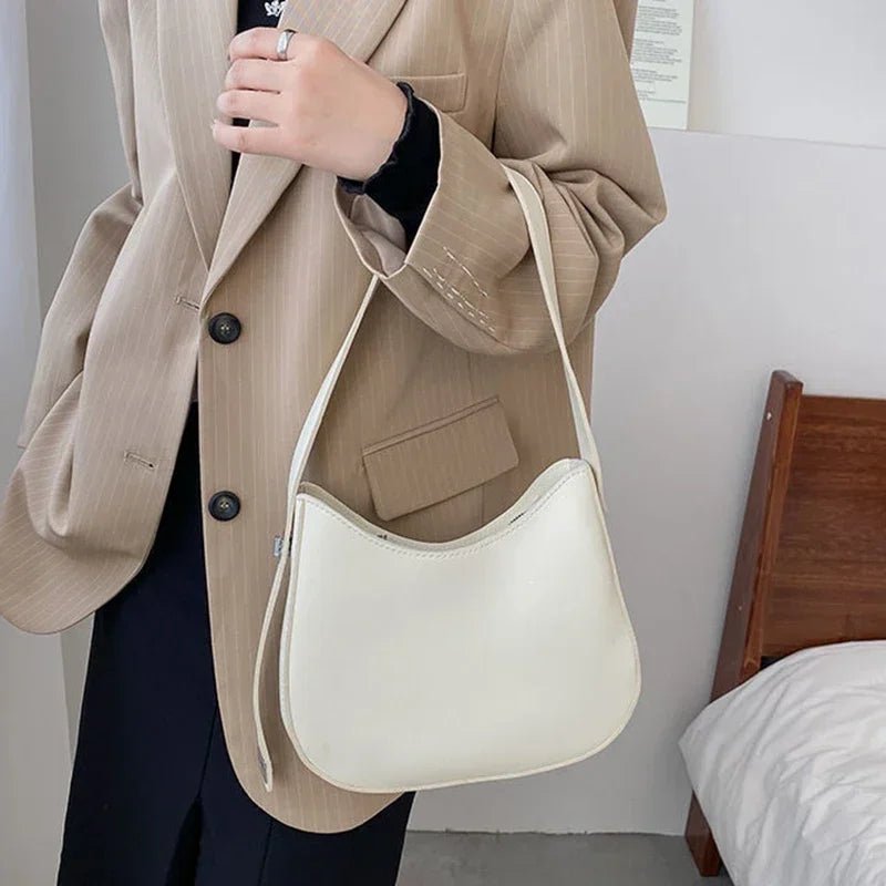 New Trendy and Fashionable Shoulder Underarm Bag PU Leather Solid Color Tote Handbag Luxury Brand Female Portable Shoulder Bag - RELUX.STORE