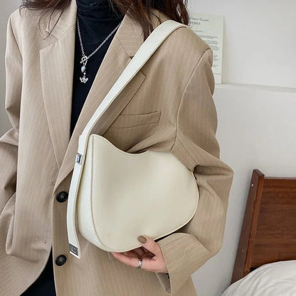 New Trendy and Fashionable Shoulder Underarm Bag PU Leather Solid Color Tote Handbag Luxury Brand Female Portable Shoulder Bag - RELUX.STORE