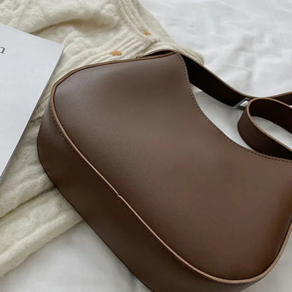 New Trendy and Fashionable Shoulder Underarm Bag PU Leather Solid Color Tote Handbag Luxury Brand Female Portable Shoulder Bag - RELUX.STORE