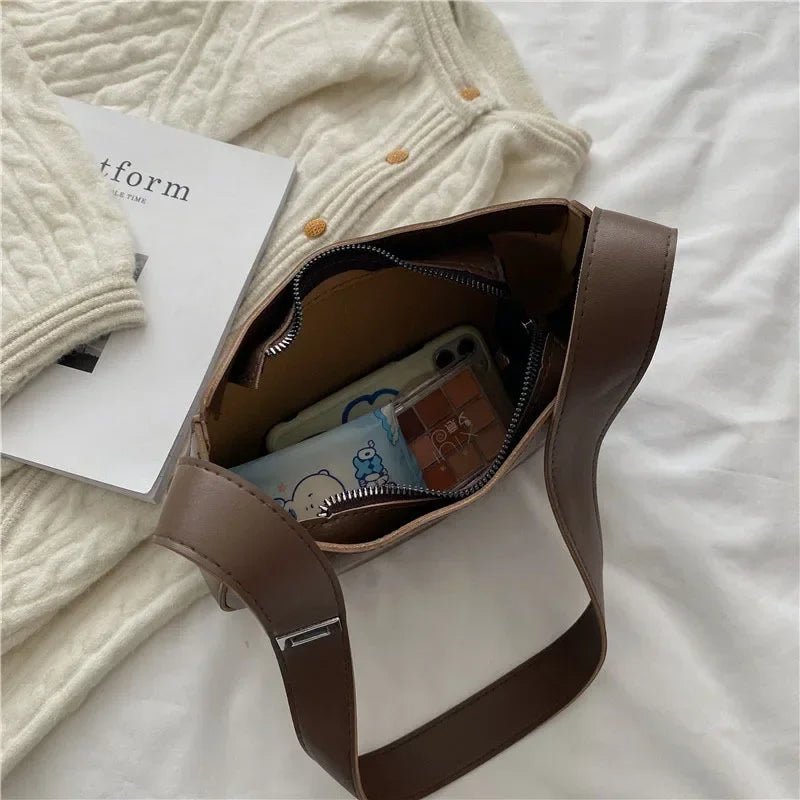 New Trendy and Fashionable Shoulder Underarm Bag PU Leather Solid Color Tote Handbag Luxury Brand Female Portable Shoulder Bag - RELUX.STORE