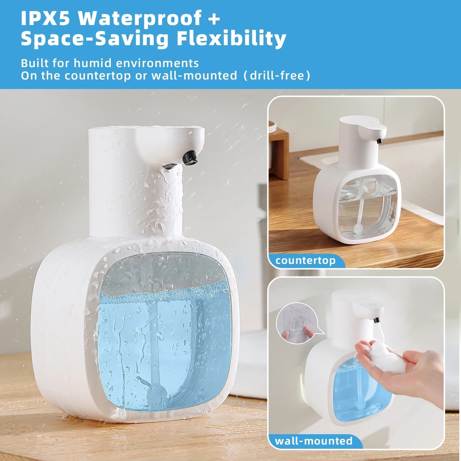 New Wall Mounted Automatic Soap Dispenser Foam Smart Hand Washing Machine 500ml Liquid Rechargeable Bathroom Induction Sensor - RELUX.STORE
