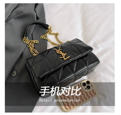 New Xiaoxiangfeng diamond grid chain bag, stylish and versatile, large capacity diagonal span small square bag - RELUX.STORE