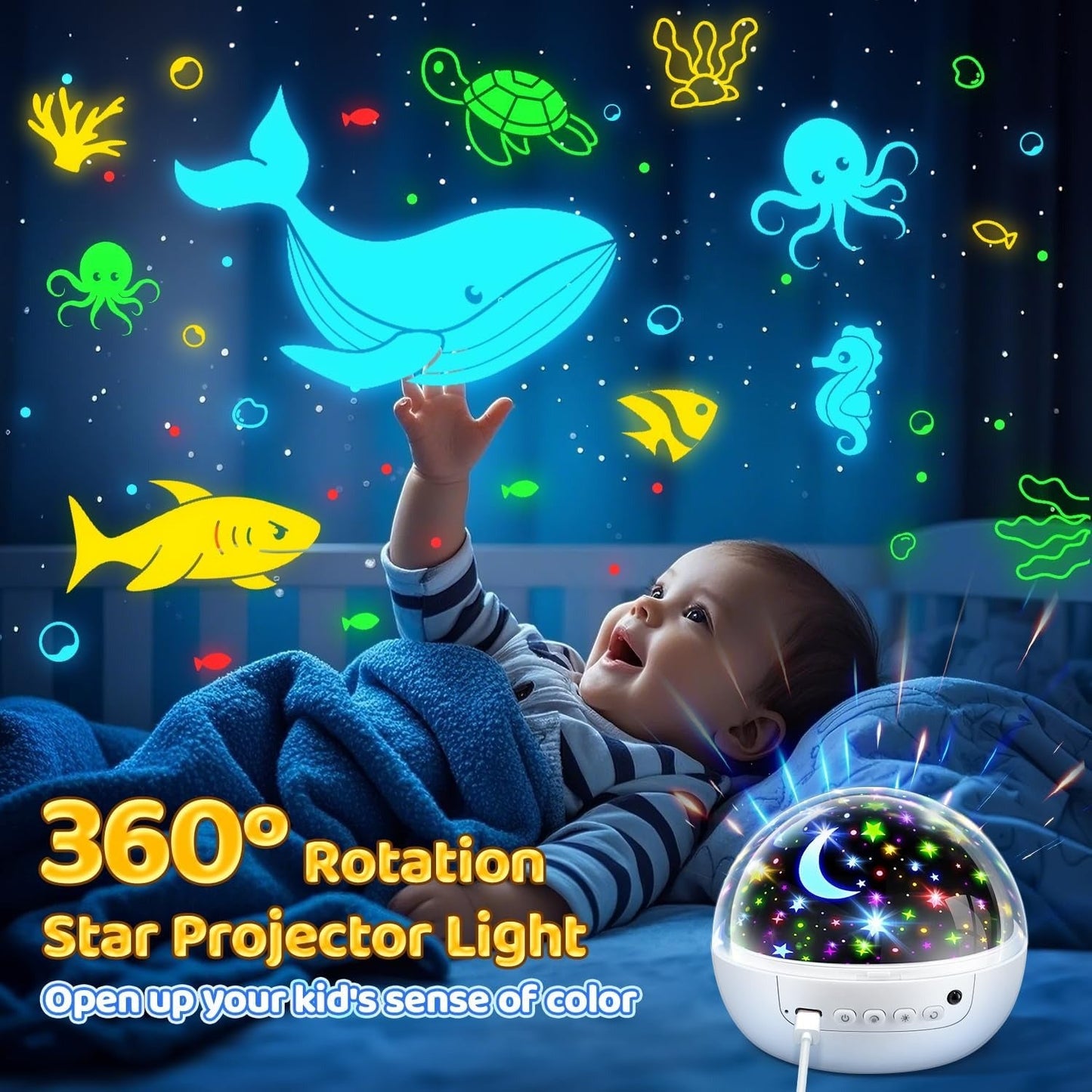 🌙 "Night Light Projector – LED Starry Sky & Galaxy Projector with 7 Color Modes, Rotation, Timer & Remote | Kids Bedroom, Nursery, Baby Room & Mood Lamp" - RELUX.STORE