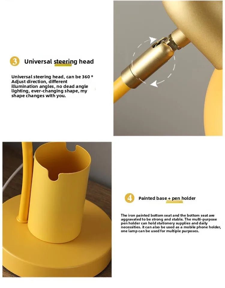 "Nordic Iron Art LED Macaron Desk Lamp – Eye Protection, Dimmable Table Lamp with Metal Pen Holder for Living Room, Bedroom & Home Decor" - RELUX.STORE