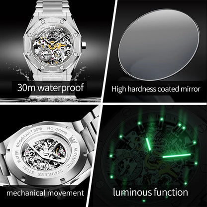 OLEVS Men's Watch Top Brand Luxury Hollowing Automatic Mechanical Watch Waterproof Luminous Watch for Men Gift Clock - RELUX.STORE