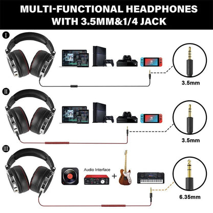 🎧 OneOdio Professional Studio DJ Headphones with Microphone – Wired Over - Ear Hi - Res Audio Headset for Music, Mixing, Monitoring & Phone Use - RELUX.STORE