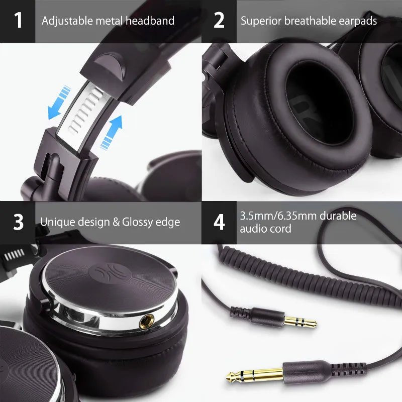 "Oneodio Wired Over - Ear Headphones – Professional Studio DJ Headset with Microphone, Hi - Res Audio for Music & Phone Monitoring" - RELUX.STORE