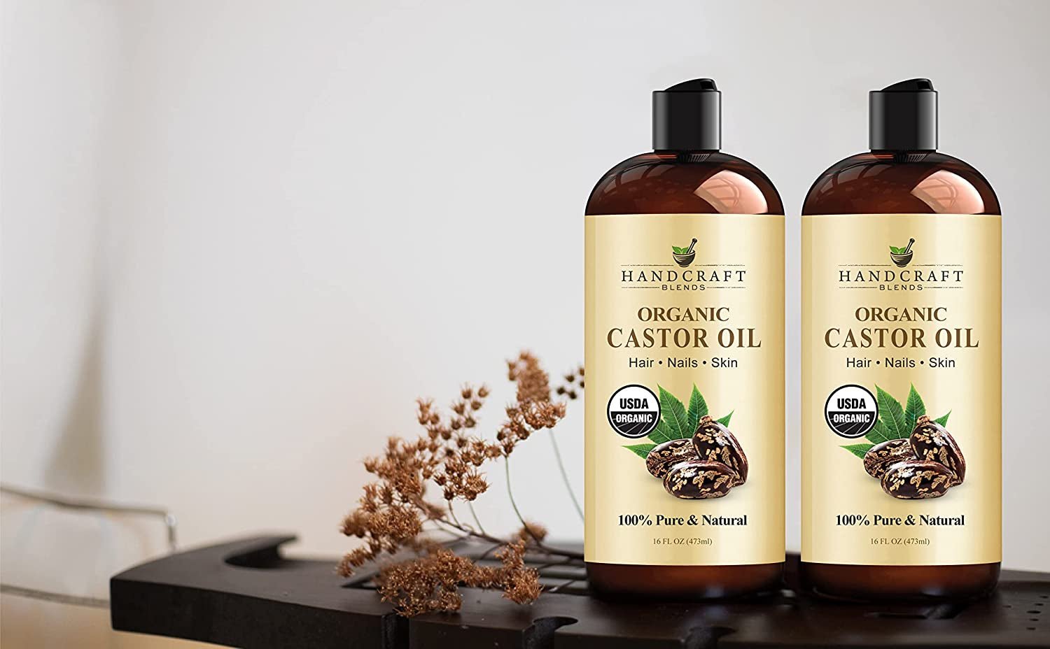 Organic Castor Oil – 16 Fl Oz – 100% Pure & Natural Premium Carrier Oil for Hair Growth, Eyelashes & Eyebrows – Hair & Body – Expeller - Pressed & Hexane - Free - RELUX.STORE