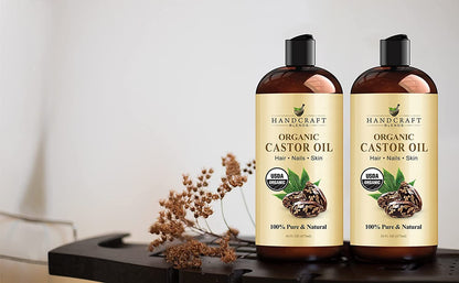 Organic Castor Oil – 16 Fl Oz – 100% Pure & Natural Premium Carrier Oil for Hair Growth, Eyelashes & Eyebrows – Hair & Body – Expeller - Pressed & Hexane - Free - RELUX.STORE