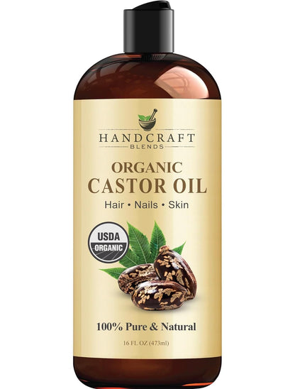 Organic Castor Oil – 16 Fl Oz – 100% Pure & Natural Premium Carrier Oil for Hair Growth, Eyelashes & Eyebrows – Hair & Body – Expeller - Pressed & Hexane - Free - RELUX.STORE