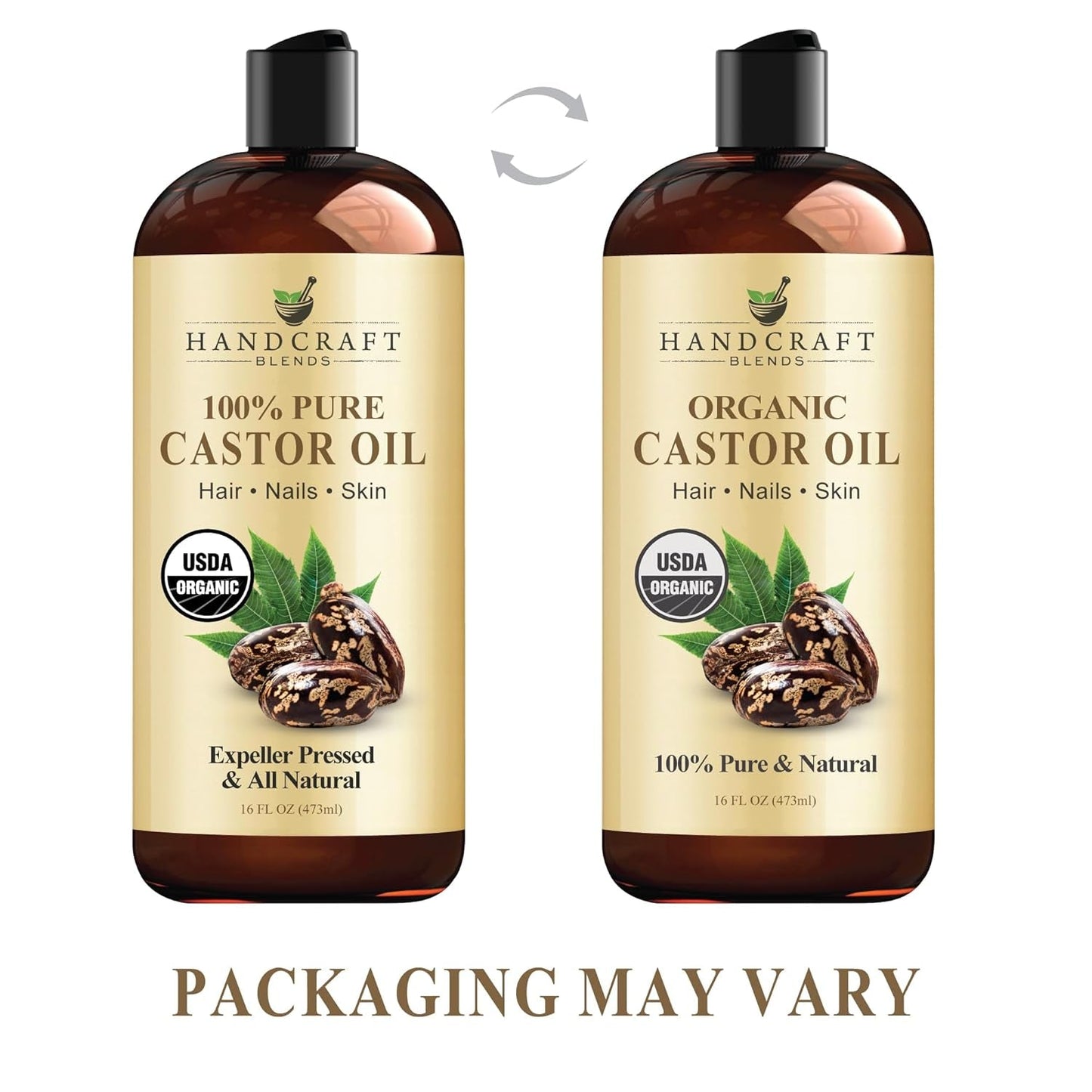 Organic Castor Oil – 16 Fl Oz – 100% Pure & Natural Premium Carrier Oil for Hair Growth, Eyelashes & Eyebrows – Hair & Body – Expeller - Pressed & Hexane - Free - RELUX.STORE