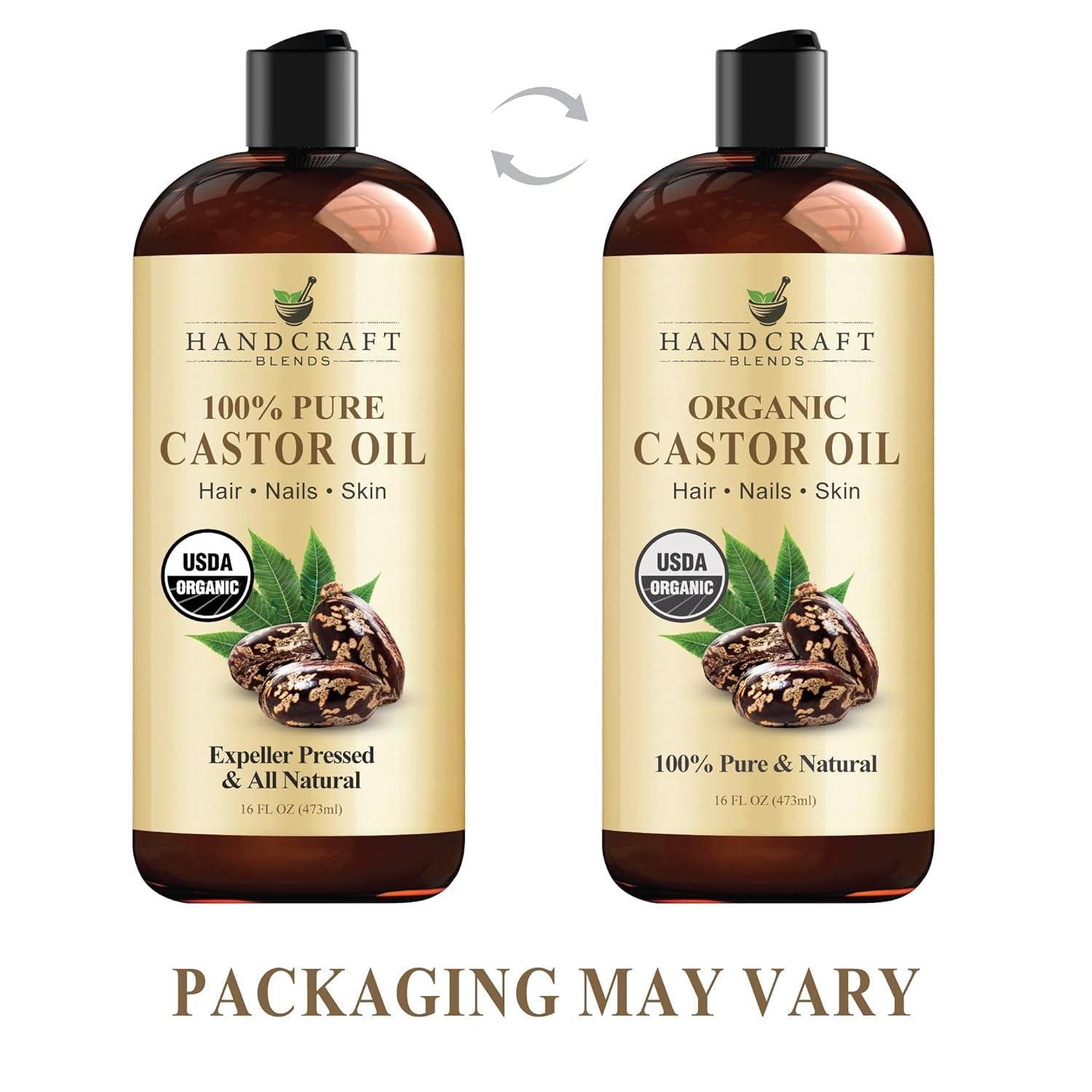 Organic Castor Oil – 16 Fl Oz – 100% Pure & Natural Premium Carrier Oil for Hair Growth, Eyelashes & Eyebrows – Hair & Body – Expeller - Pressed & Hexane - Free - RELUX.STORE