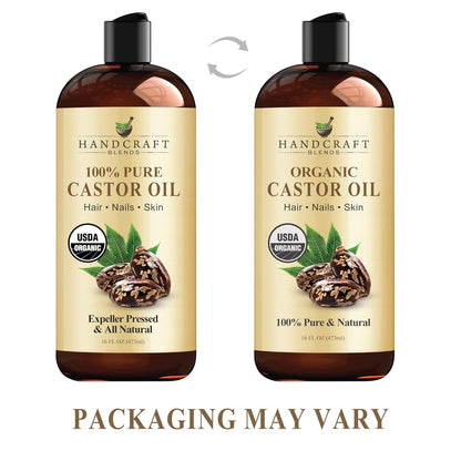 Organic Castor Oil – 16 Fl Oz – 100% Pure & Natural Premium Carrier Oil for Hair Growth, Eyelashes & Eyebrows – Hair & Body – Expeller - Pressed & Hexane - Free - RELUX.STORE