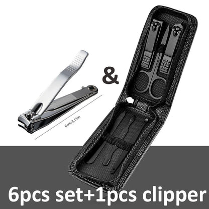 "Ouriner 6 - 18Pcs Portable Manicure & Pedicure Set – Nail Clippers, Eyebrow Scissors & Personal Care Tools in Bright Black" - RELUX.STORE