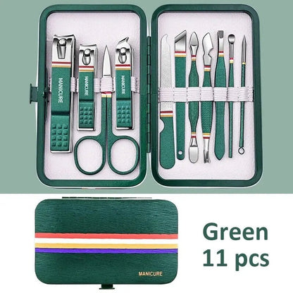 "Ouriner 6 - 18Pcs Portable Manicure & Pedicure Set – Nail Clippers, Eyebrow Scissors & Personal Care Tools in Bright Black" - RELUX.STORE