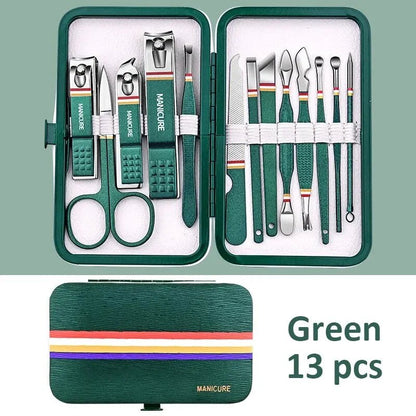 "Ouriner 6 - 18Pcs Portable Manicure & Pedicure Set – Nail Clippers, Eyebrow Scissors & Personal Care Tools in Bright Black" - RELUX.STORE