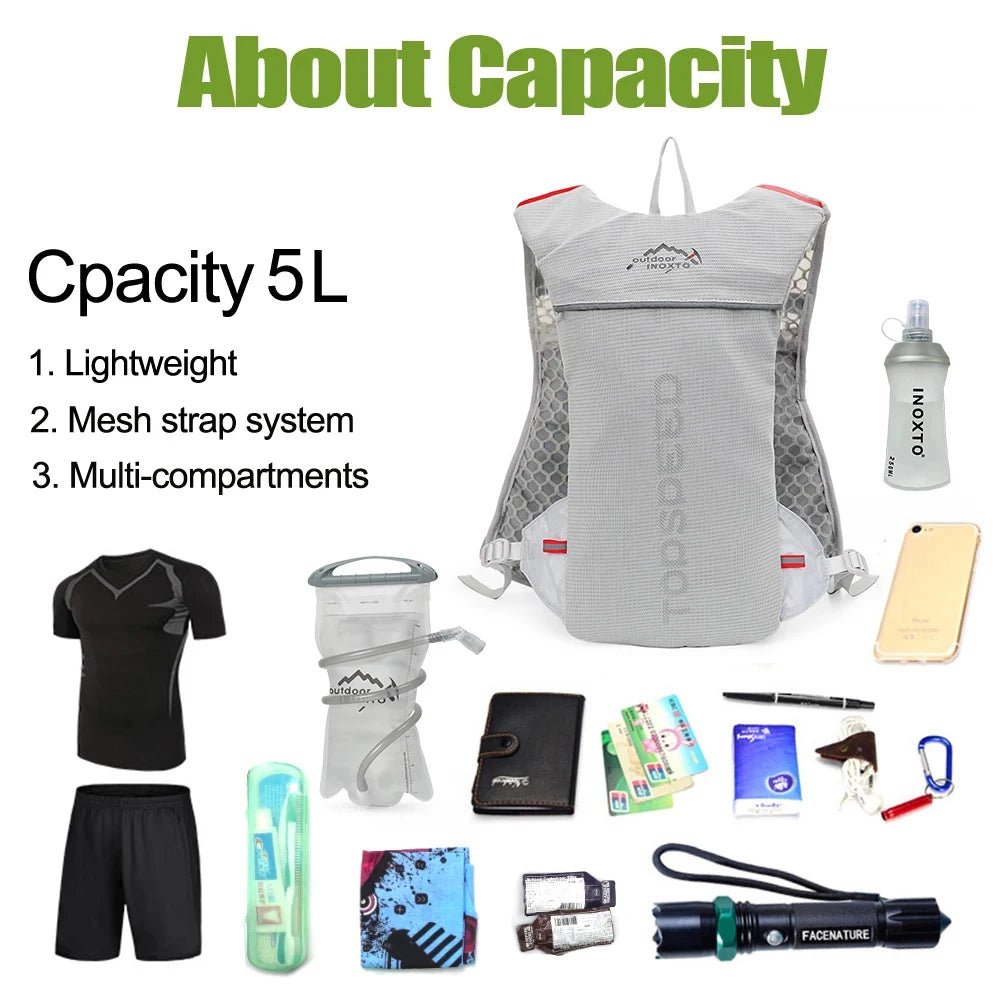 Outdoor 5L Ultralight Hydration Backpack for Men – Trail Running, Jogging, Marathon & Cycling Bag with 500ML Water Bottle - RELUX.STORE